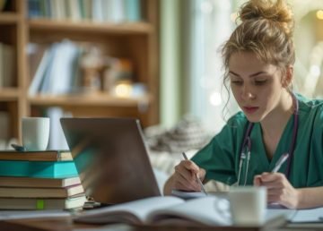 A Nurse Student Studying Intensely-01